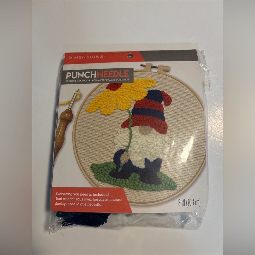Punch Needle Gnome Kit with Yellow Flower